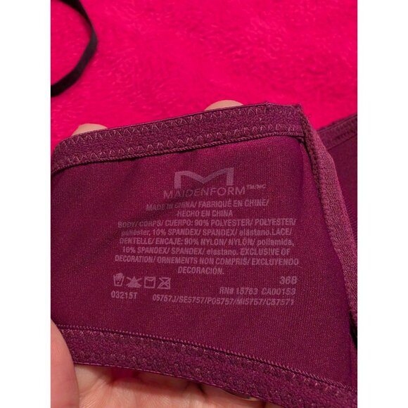 Maidenform Self Expressions Push Up Bra 36B Purple Lace Underwire Padded Demi - Picture 9 of 9